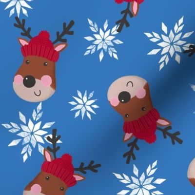 Christmas reindeer character head blue