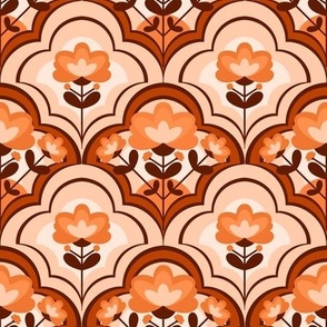 Decorative Geometric Flowers / Monochrome Orange Version / Small Scale