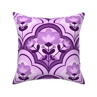 Decorative Geometric Flowers / Monochrome Purple Version / Large Scale or Wallpaper