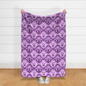 Decorative Geometric Flowers / Monochrome Purple Version / Large Scale or Wallpaper