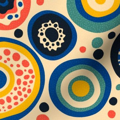 Abstract Geometric Circles or Mushrooms / Retro Colors / Large Scale or Wallpaper