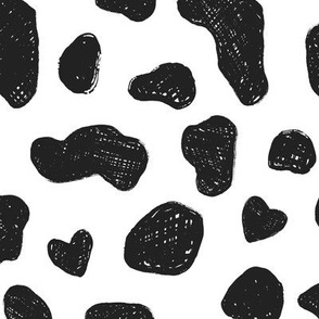 Large, Black and White Cowhide Pattern with Hearts