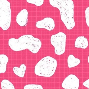 Large, Pink and White Cowhide Pattern with Hearts