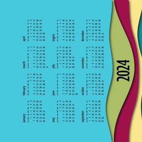 colorful waves 2024 calendar - bohemian waves - tea towel and wall hanging