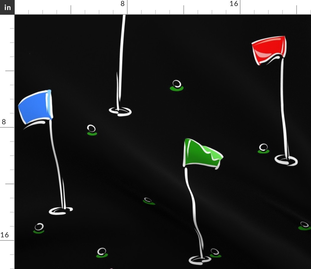 Golf Puttin’ Flags -  Black + Multi | Large