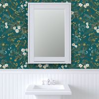 Wildwood in Teal Green (Jumbo) / Dark Floral