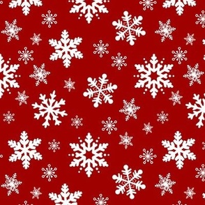 Snowflakes On Red Very Small