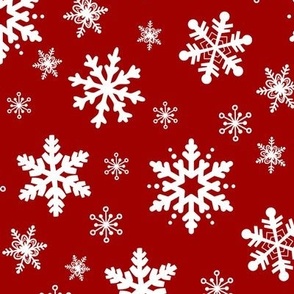 Snowflakes On Red Small
