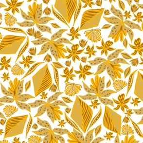 Shades of Gold  Modern Floral Medium Scale