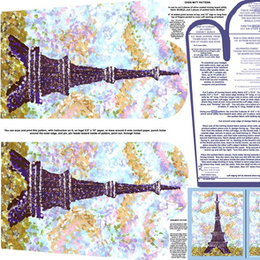 Eiffel Tower Pointillism Oven Mitt Pattern With Instructions Piece Pattern And Ornament Pattern on Fat Quarter by Kristie Hubler