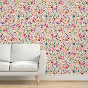 Ditsy floral Spring party confetti floral - Tween Spirit Floral Dream Bedding - Multicolor Rainbow White - Jumbo Large