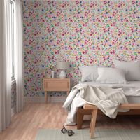 Ditsy floral Spring party confetti floral - Tween Spirit Floral Dream Bedding - Multicolor Rainbow White - Jumbo Large