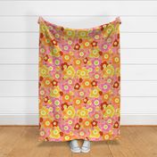 60's floral - hot hues - pink large