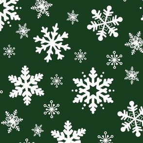 Snowflakes On Green Small