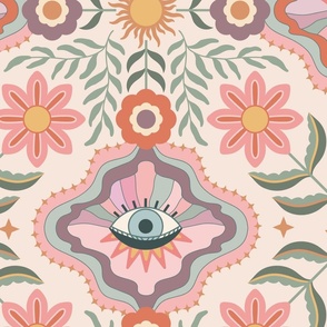 Aesthetic retro floral with eyes