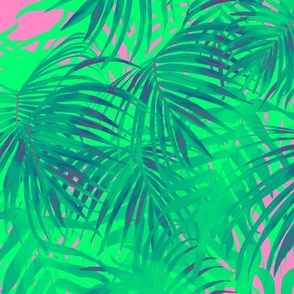 Neon Palm Fronds on Yellow (Tropigoth Collection)