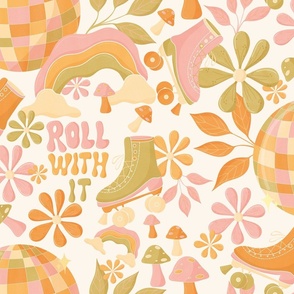 Roll with it - Vintage Roller skates, groovy 70s flowers, & disco balls