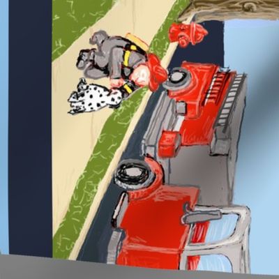 Fireman, Fire Engine, Dalmatian Oven Mitt Pattern plus Instructions Piece Pattern and Ornament Pattern on Fat Quarter by Kristie Hubler