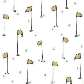 Golf Puttin’ Flags -  Gold + Black on White | Small