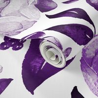 Watercolor Monochromatic Floral Garden // Eggplant