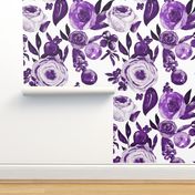 Watercolor Monochromatic Floral Garden // Eggplant