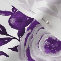 Watercolor Monochromatic Floral Garden // Eggplant