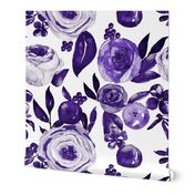 Watercolor Monochromatic Floral Garden // Blue Violet