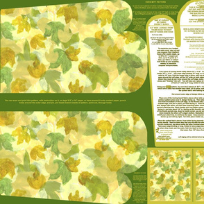 Leafy Background Bright Oven Mitt Pattern plus Instructions Piece Pattern and Ornament Pattern on Fat Quarter by Kristie Hubler