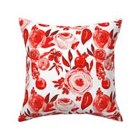 Watercolor Monochromatic Floral Garden // Red