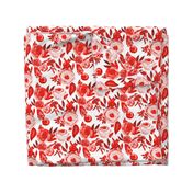 Watercolor Monochromatic Floral Garden // Red