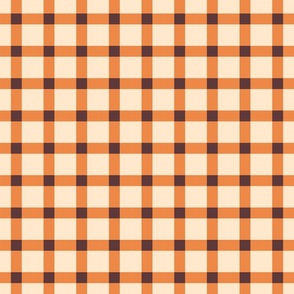 Medium Fall Windowpane Gingham in Orange, Cream, and almost Black 