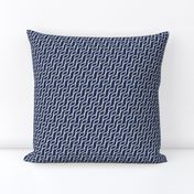 (S) Wavy Intertwining Diagonal White Coffee Ropes on Navy  Size S