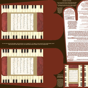 Piano With My Song Oven Mitt Pattern and Ornament Pattern plus Instructions Piece Pattern on Fat Quarter by Kristie Hubler