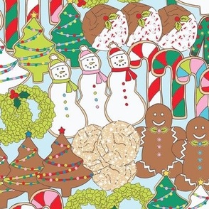 'Christmas Cookie Charcuterie' Holiday Cookies on Light Blue