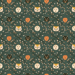 Medium Vintage Halloween on Dark Green