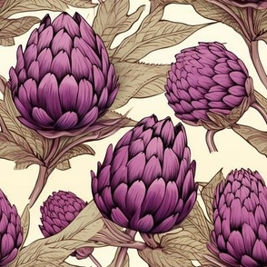 Purple Artichokes & Gold Leaves