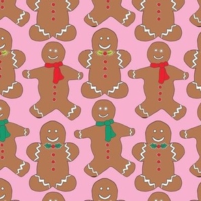 'Into the Oven' Gingerbread Men Cookie Print on Pink