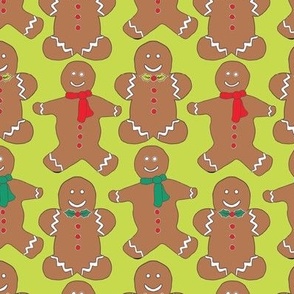 'Into the Oven' Gingerbread Men Cookie Print on Lime Green