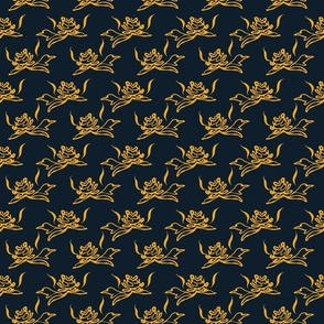 Lagoon floral Gold on Navy blue