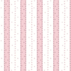 pink stripes with dainty blossoms on white - medium scale