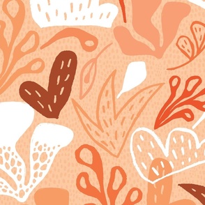 Outdoorsy Abstract in Coral Monochrome - XL