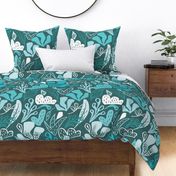 Outdoorsy Abstract in Monochrome Teal - XL