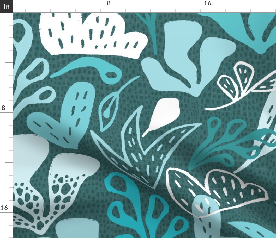 Outdoorsy Abstract in Monochrome Teal - XL