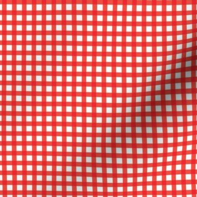 Small Gingham Print in Red on White