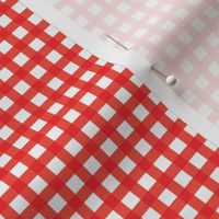 Small Gingham Print in Red on White
