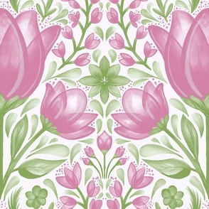 floral life rosy pink and green normal scale