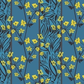 Cow Parsely Stripe - blue and yellow