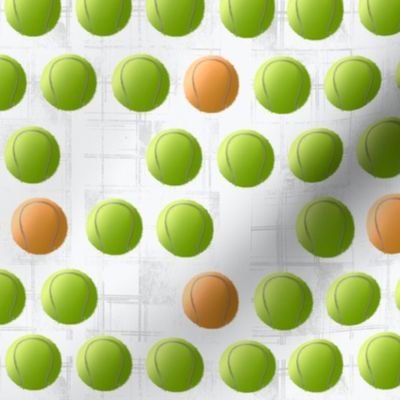 [Small] Tennis Balls on white with gray lines texture