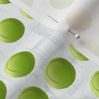 [Small] Tennis Balls on white with gray lines texture