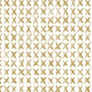 Small scale Watercolour Cross stitch pattern in neutral old antique beige gold and warm white  for bedlinen coordinates such as wallpaper, sheets, pillow shams, duvet covers, as well as children's/baby apparel and accessories.